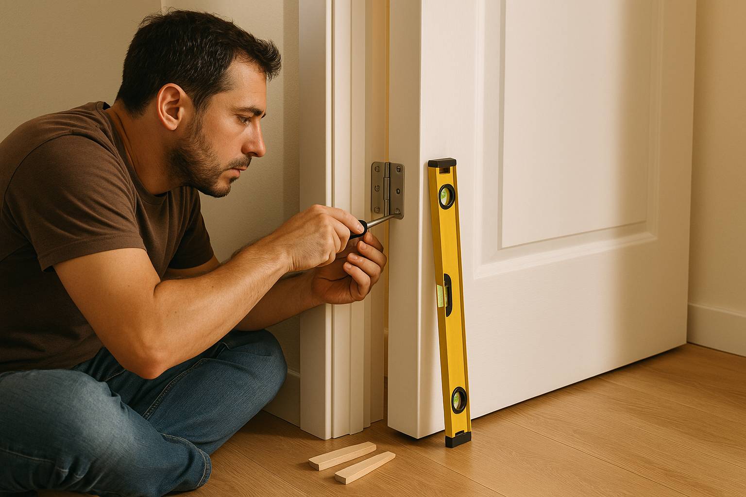 Cómo arreglar una puerta que roza el suelo sin desmontarla